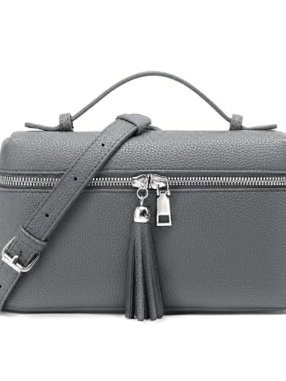 Small Vegan Leather Top Handle Crossbody Bag Detachable Strap Mini Purse